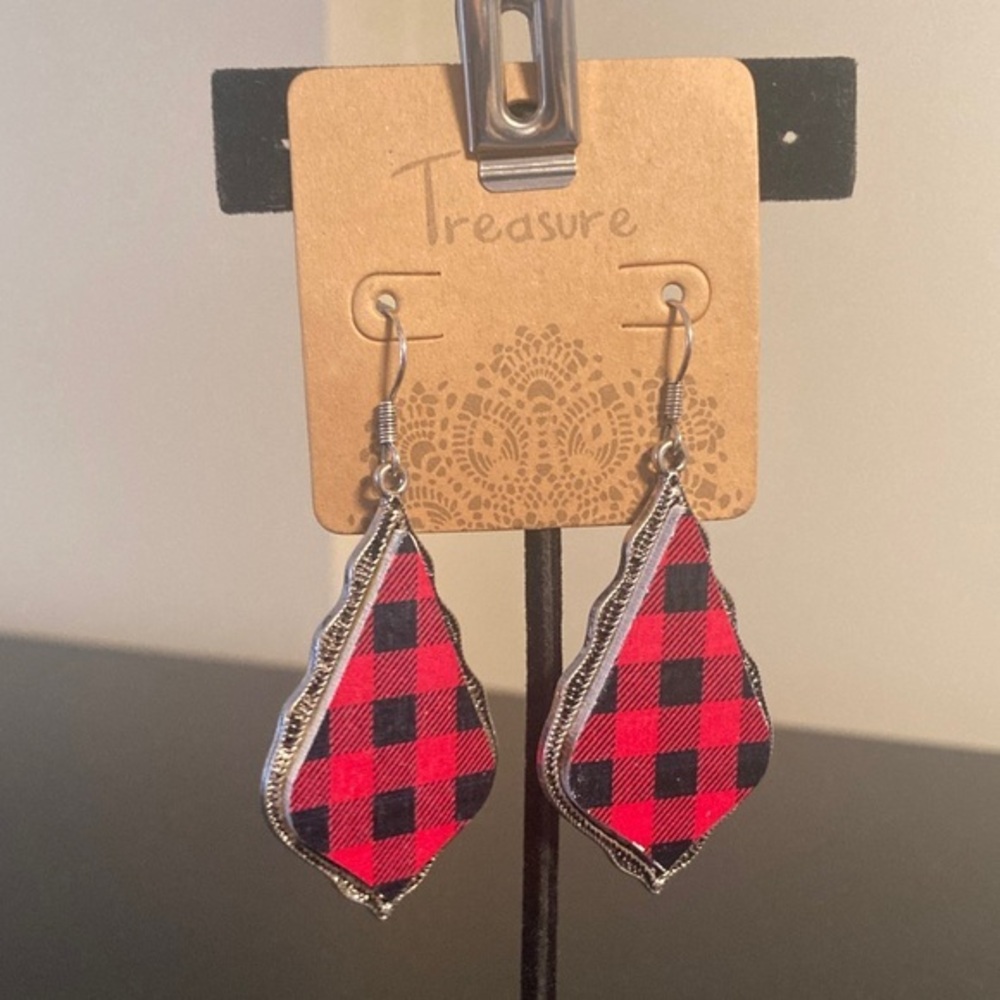 Red and Black Plaid Earrings